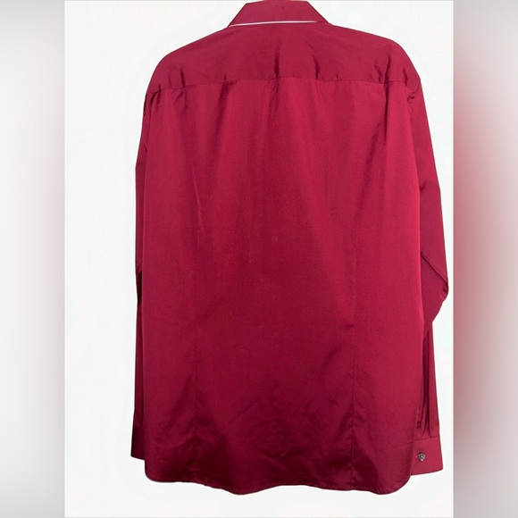 Theory Sylvain Kenai Structure Button-Up Mens XXL Solid Burgundy Dress Shirt - Picture 4 of 9